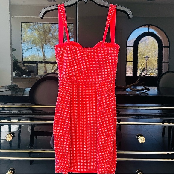 Oh Polly Ines Fire Red Embellished Corset Mini Dress - Picture 6 of 9